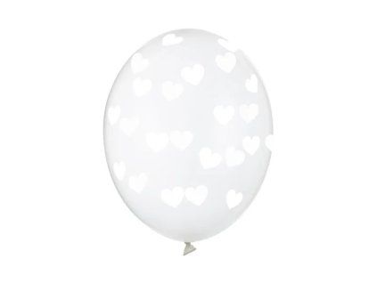 Balónik - Priesvitný s bielymi srdiečkami