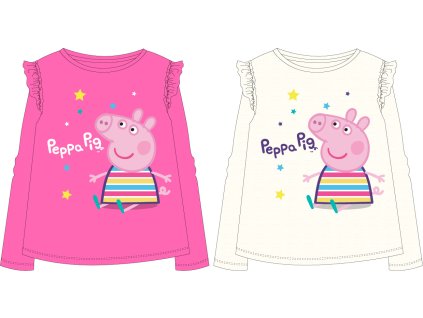 Dievčenské tričko s dlhým rukávom - Peppa Pig, krémové (Rozmiar - dzieci 104)
