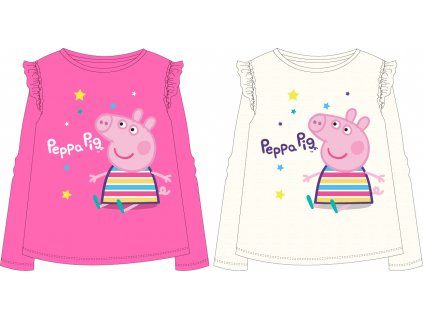 Dievčenské tričko s dlhým rukávom - Peppa Pig, krémové (Rozmiar - dzieci 104)