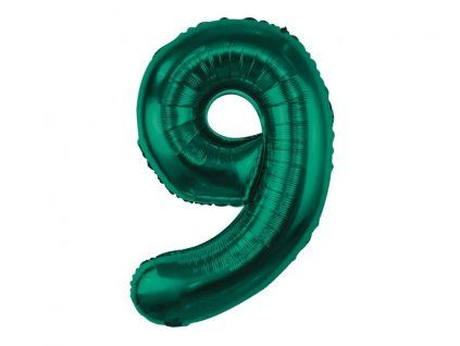 Fóliový balón - číslo 9, tmavozelené 85 cm