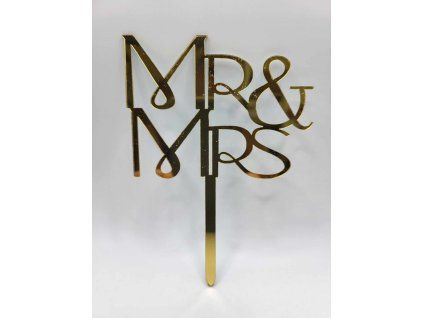 Zápich na tortu - Mr & Mrs zlatý