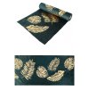 velvet table runner with golden leaves 28cm x 3m