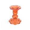 tangerine glass taper candle holder flower shape dia 8cm x 10cm