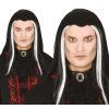 Čierna vampírska parochňa s bielymi pramienkami