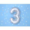 Fóliový balón Mini - Číslo 3 strieborný 35cm