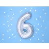 Fóliový balón Mini - Číslo 6 strieborný 35cm