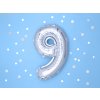 Fóliový balón Mini - Číslo 9 strieborný 35cm