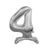 Samostojaci fóliový balón 4 strieborný 74 cm