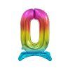 Samostojaci fóliový balón 0 dúhový 74 cm