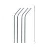 Ohnuté kovové slamky s kefkou - sada 4 ks