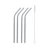 Zestaw zagiętych metalowych słomek ze szczoteczką - 4 szt.
