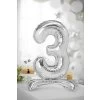 Samostojací fóliový balón 3 strieborný 70 cm
