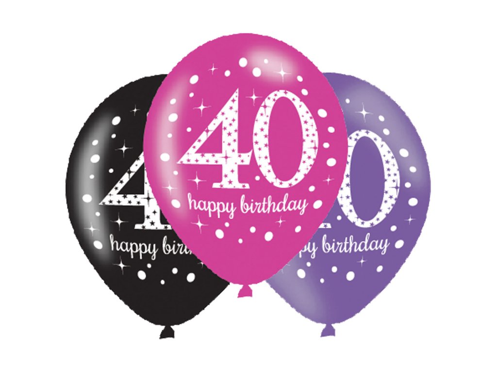 32930 latexove balony narodeninove cislo 40 ruzova party 6 ks