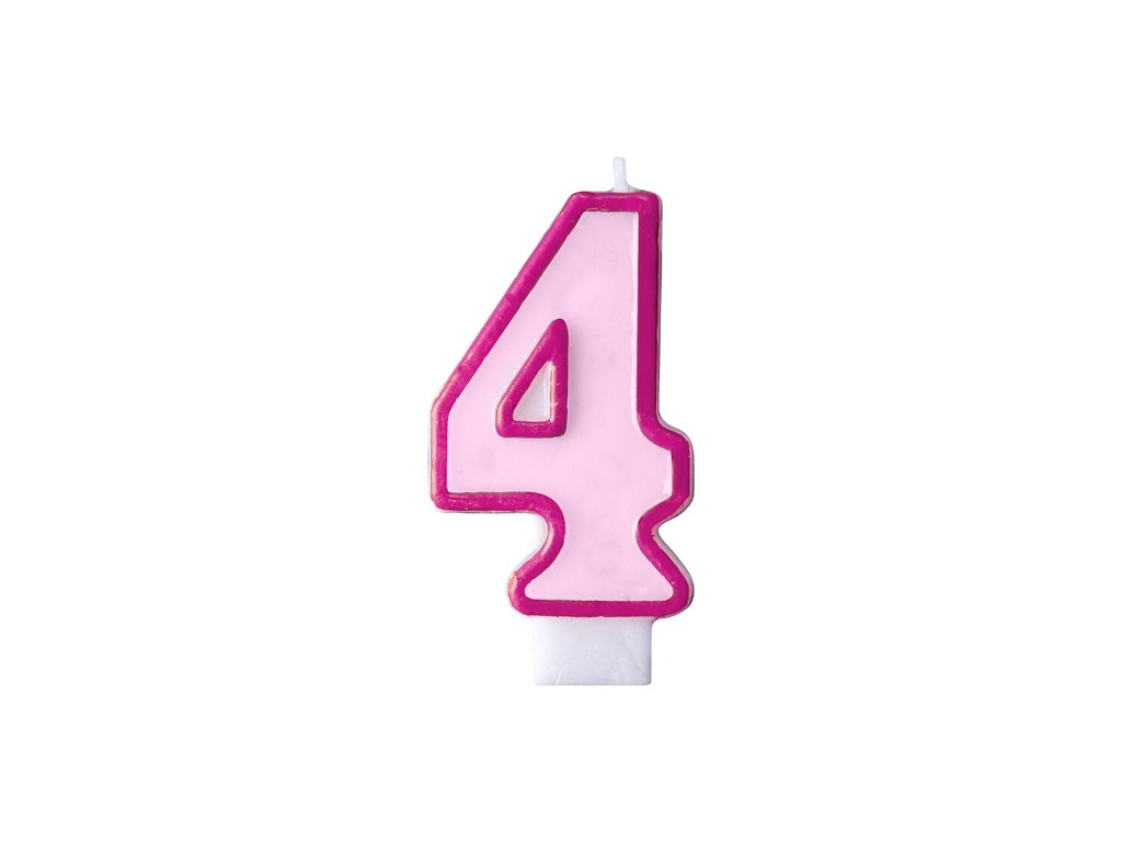 Lumânare pentru zi de naştere cu cifra 4 roz