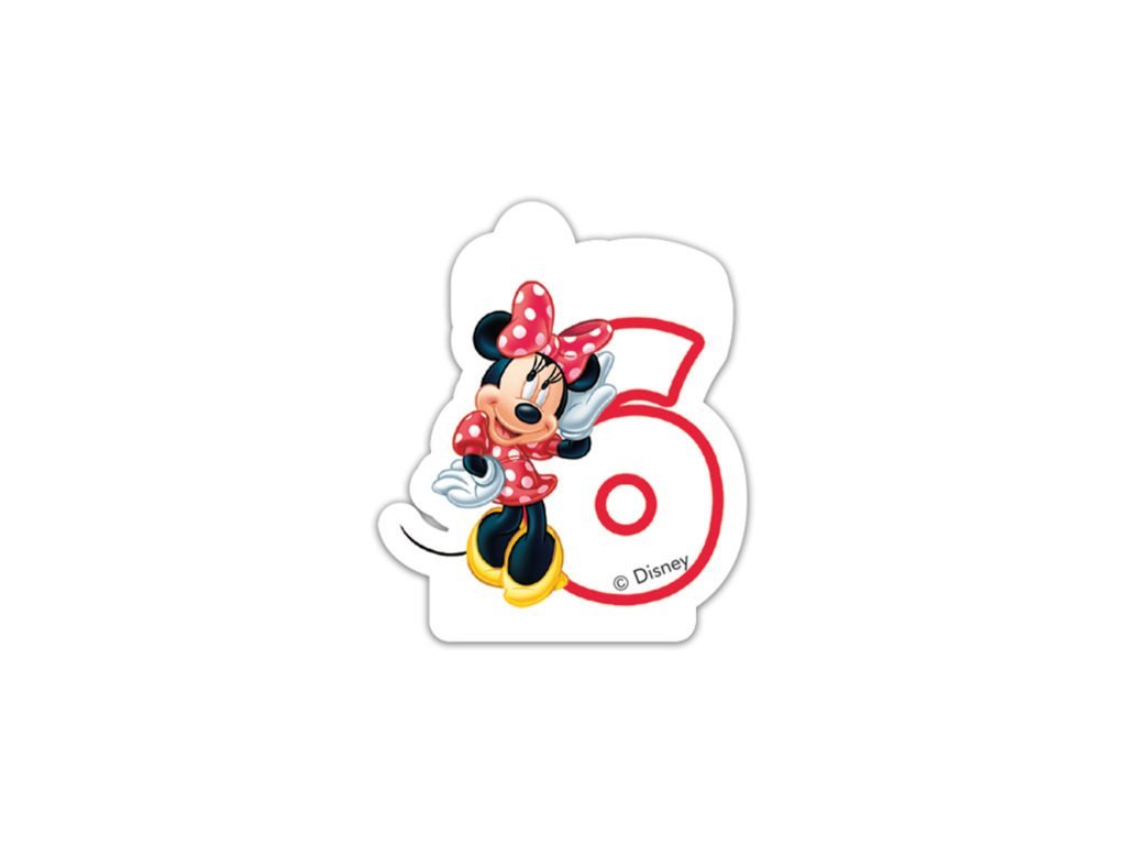 Lumânare pentru zi de naştere Minnie - cifra 6
