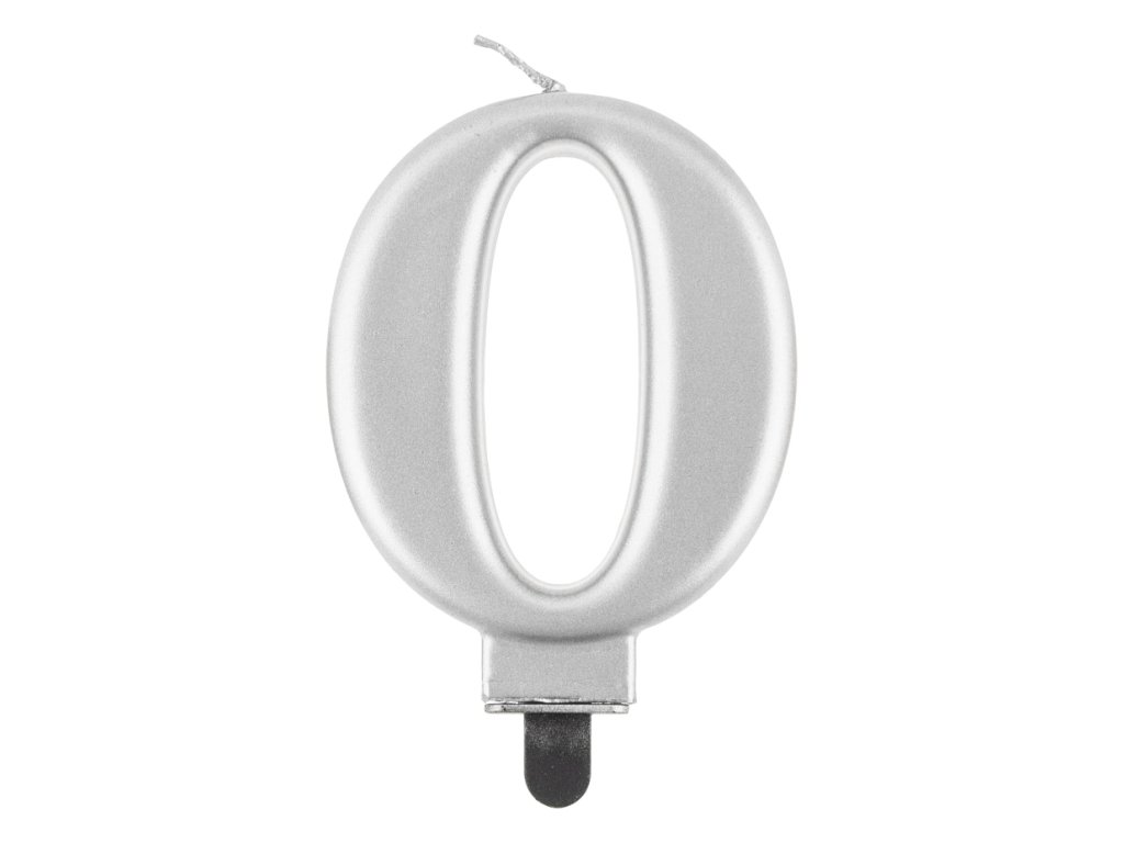 Lumânare aniversare 0 argintie metalică