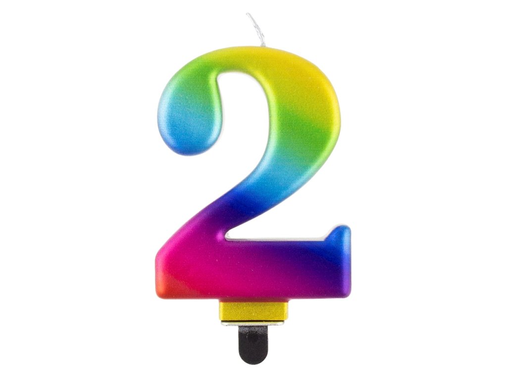 Lumânare aniversare 2 curcubeu