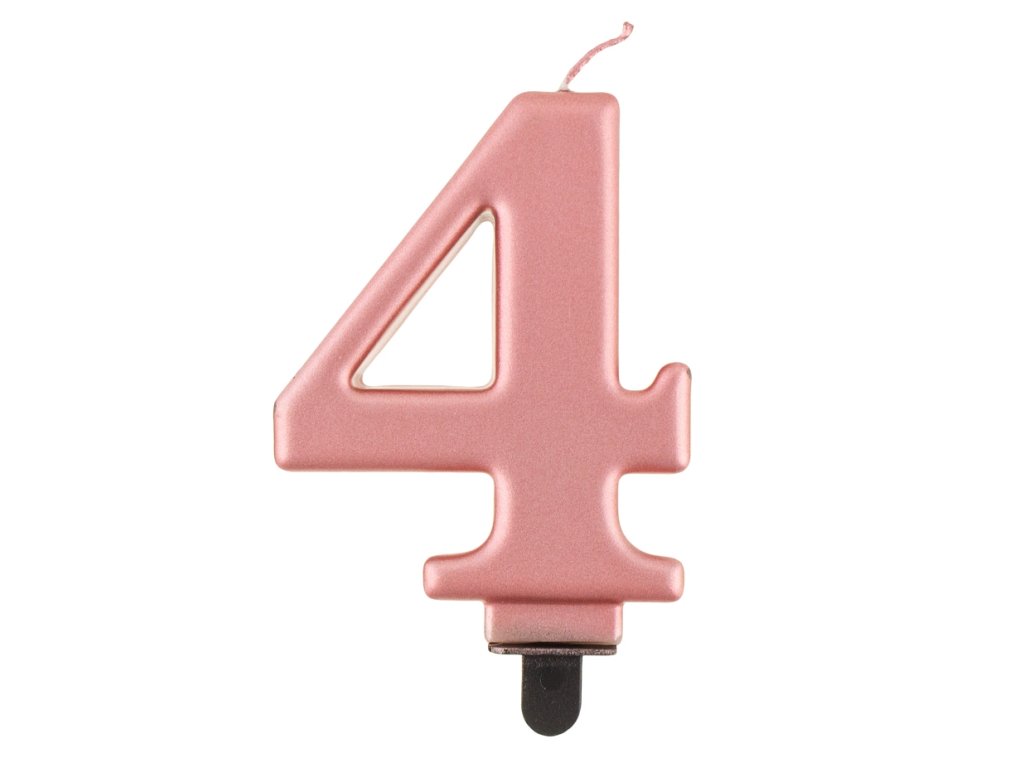 Lumânare aniversare 4 auriu-rose