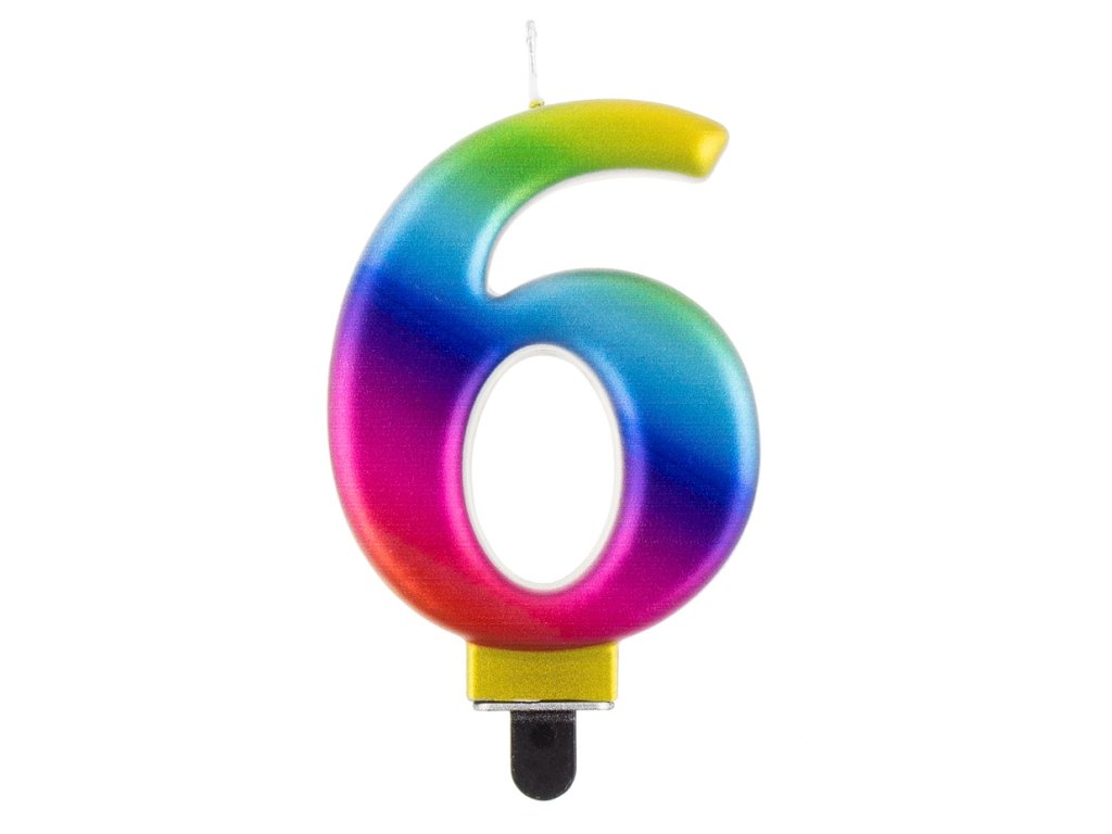 Lumânare aniversare 6 curcubeu