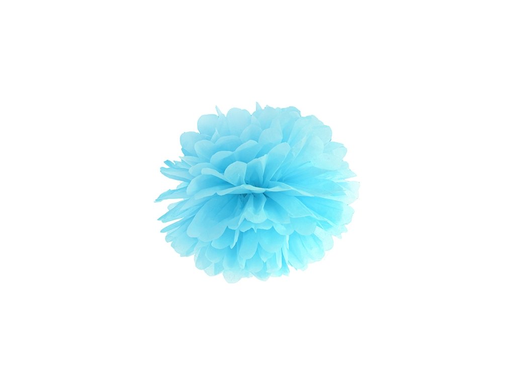 Pompon în formă de floare albastră 25 cm