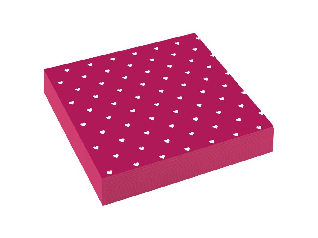 Șervețele - roșii cu inimi de 33 x 33 cm