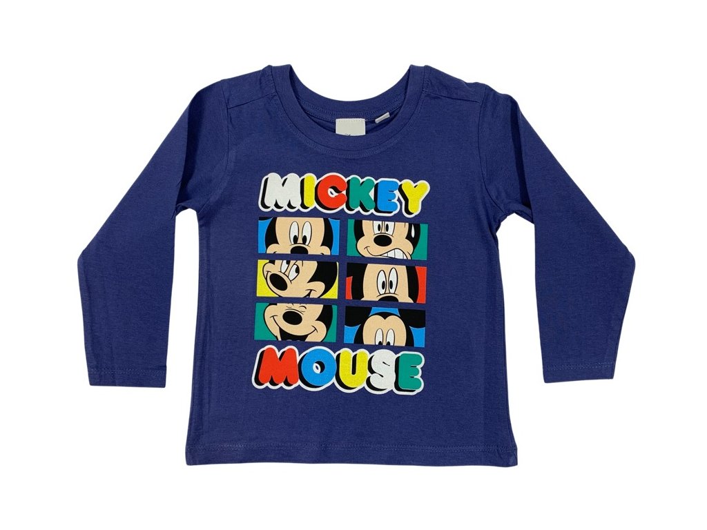 Tricou băiat cu mâneci lungi - Mickey Mouse albastru închis