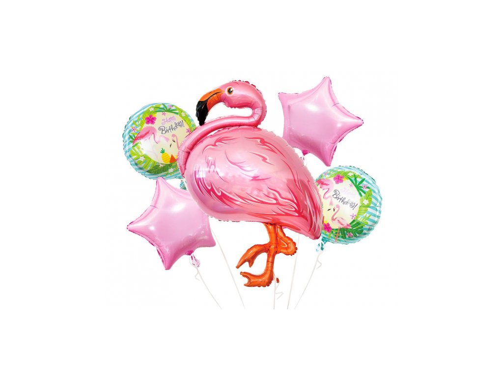 Buchet de baloane - Happy Birthday Flamingo