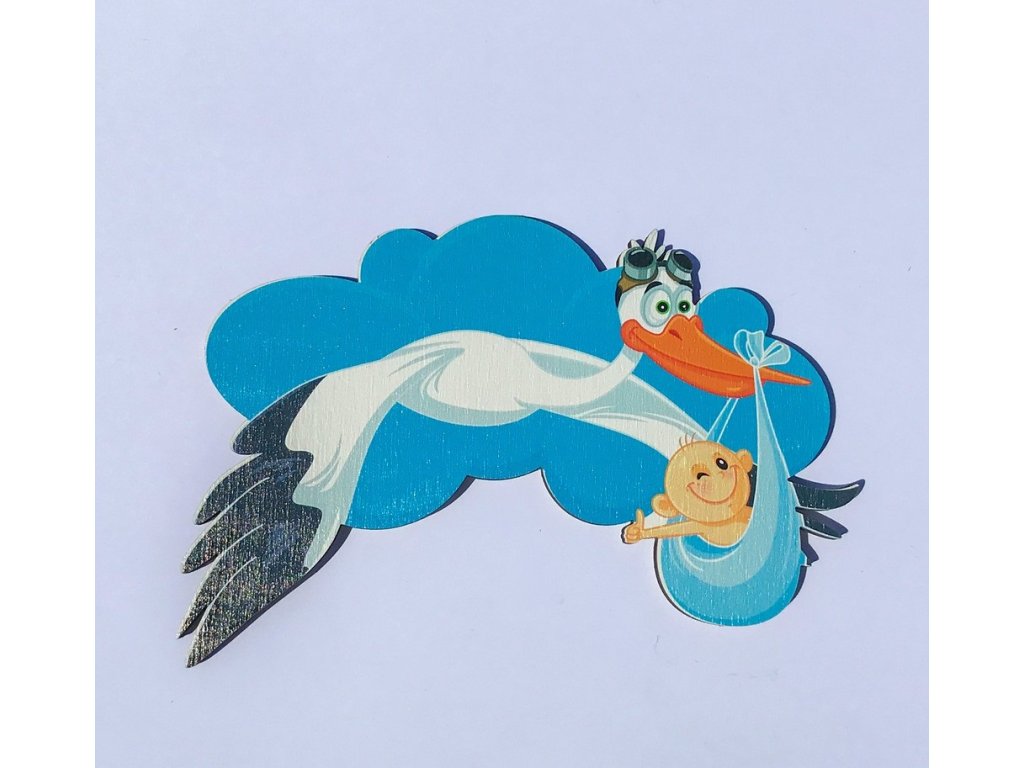 Magnet pentru tort - Barză cu un băiat