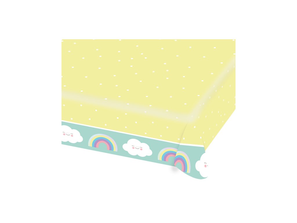 Față de masă din hârtie - Curcubeu și nori 115 x 175 cm