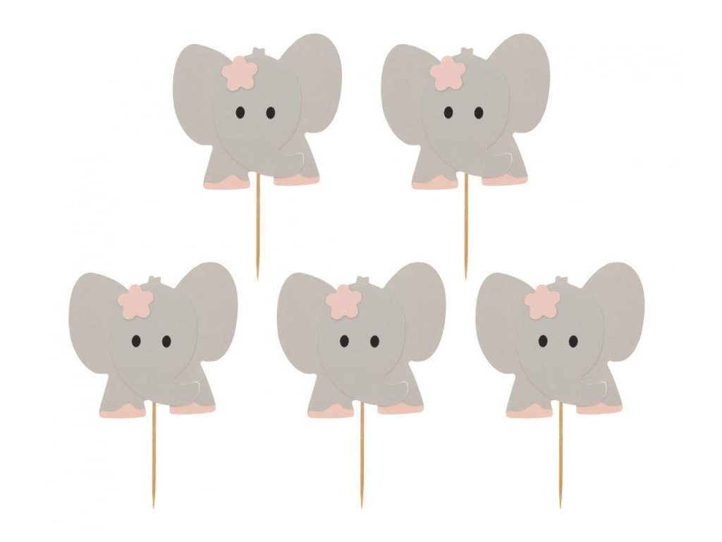 Decorațiuni pentru cupcakes - Elefanți roz