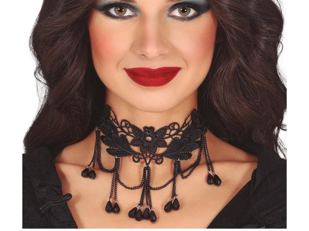 Colier - negru cu flori