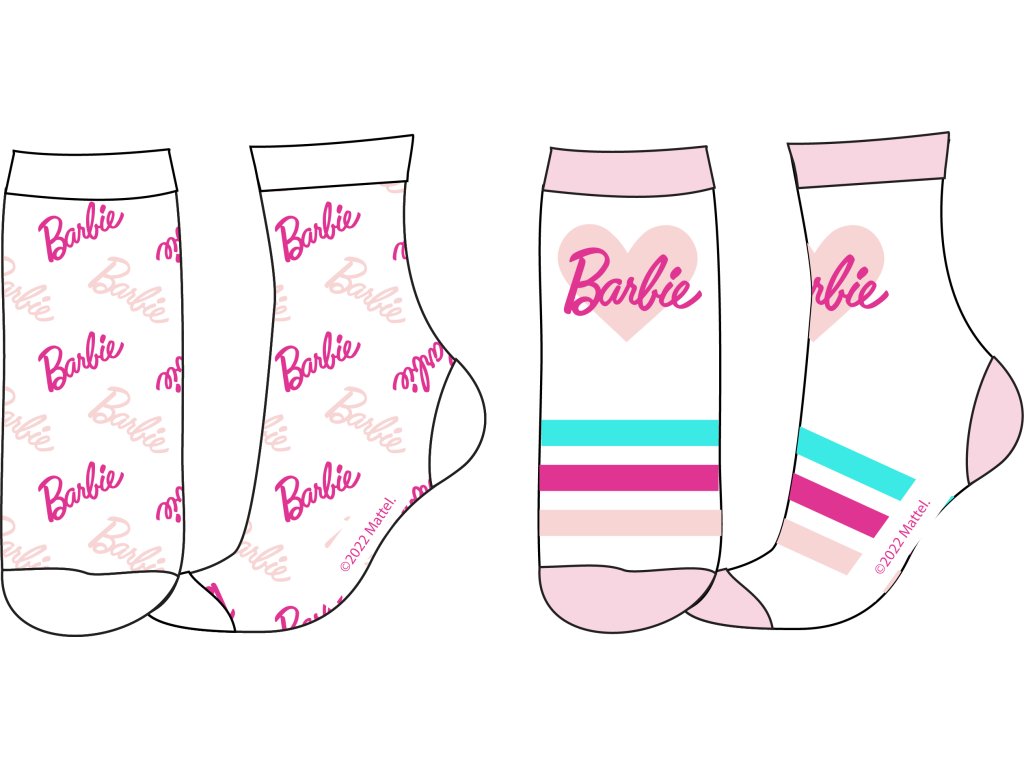 Set 2 perechi șosete pentru copii - Barbie, roz