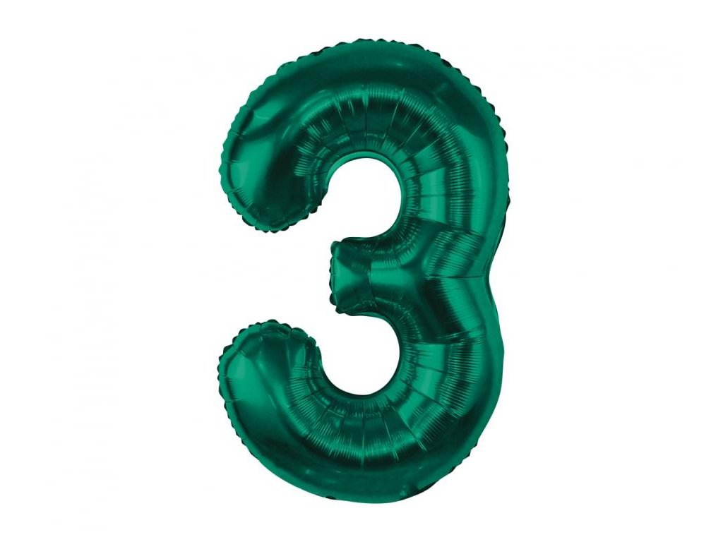 Balon din folie - cifra 3, verde închis 85 cm