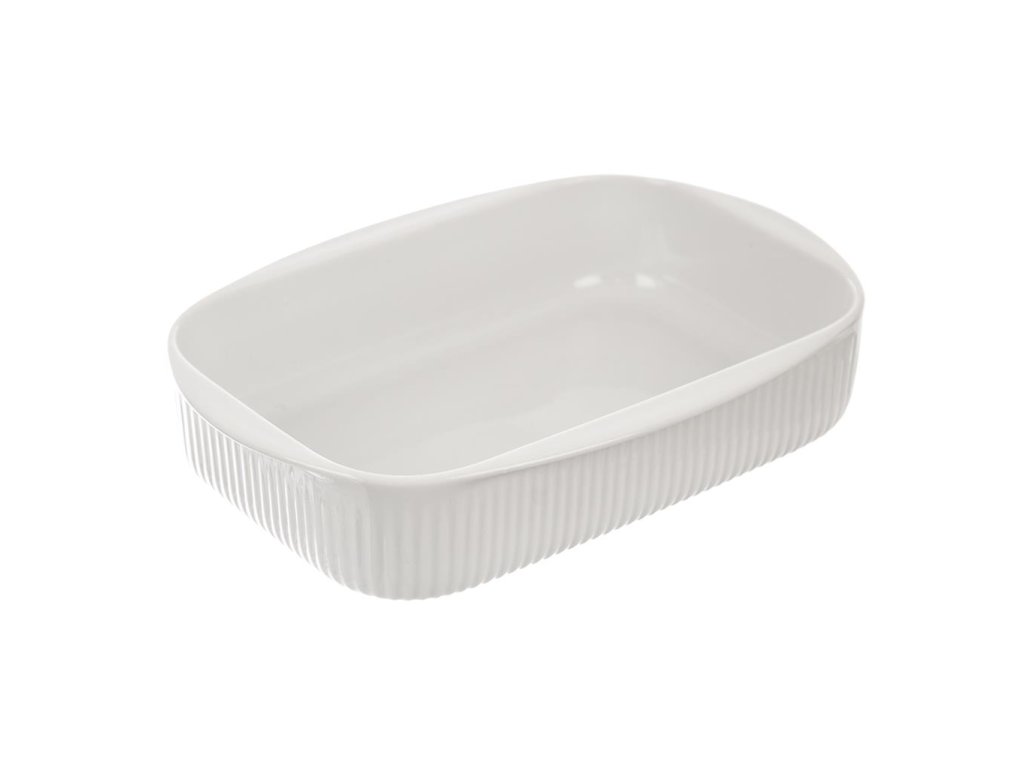 Vas de copt - dreptunghi ondulat alb 24 x 17 cm