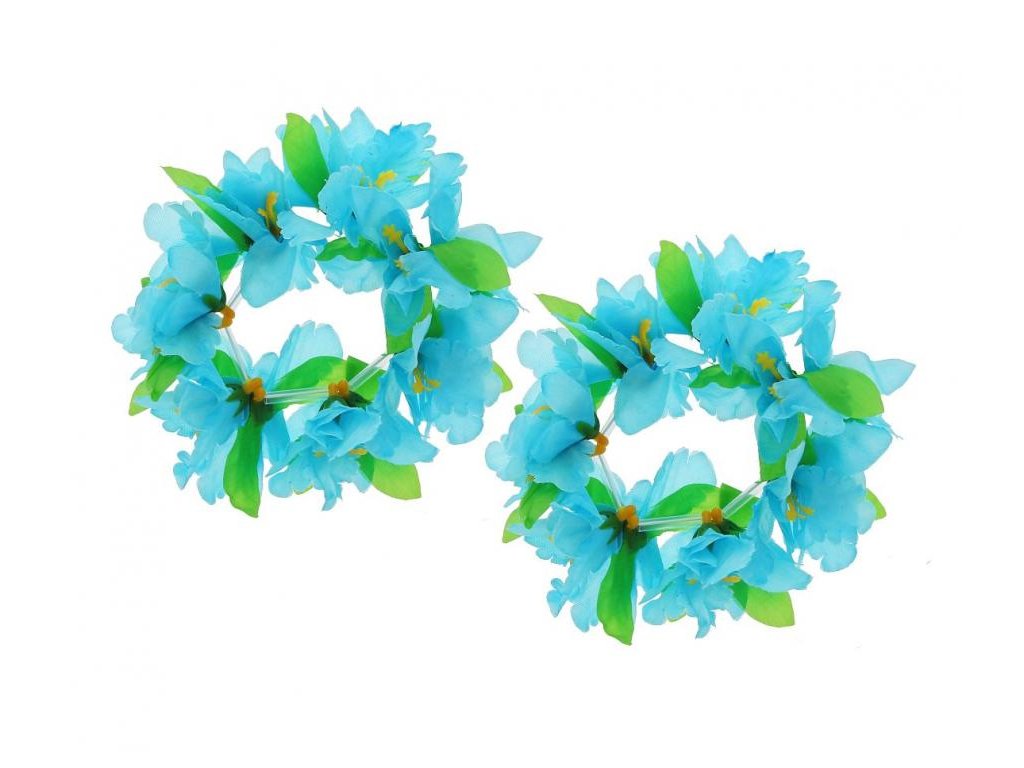 Brățări hawaiiene - albastru verde 2 buc