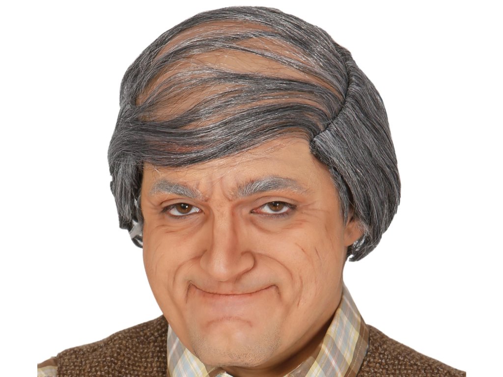 Perucă cu chelie - Păr gri