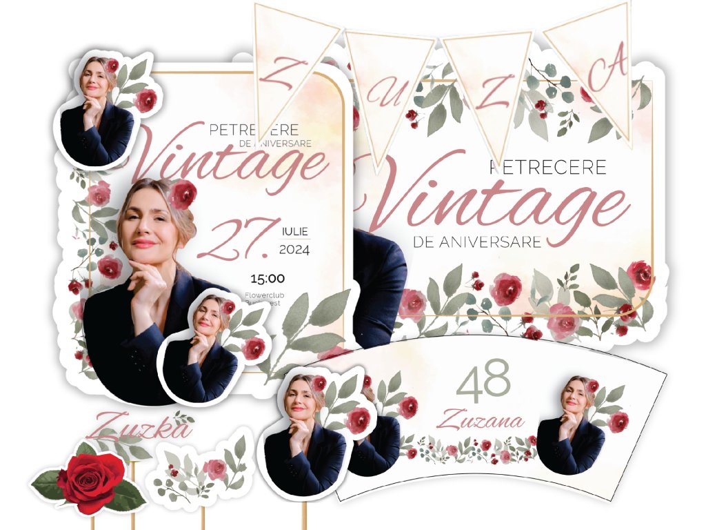 Set aniversar personalizat - Petrecere Vintage