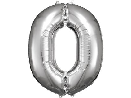 Balon din folie cifra 0 aniversară argintie 86 cm