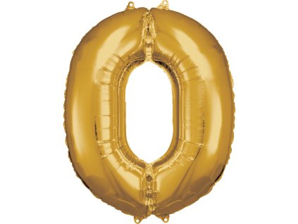 Balon din folie cifra 0 aniversară auriu 86 cm