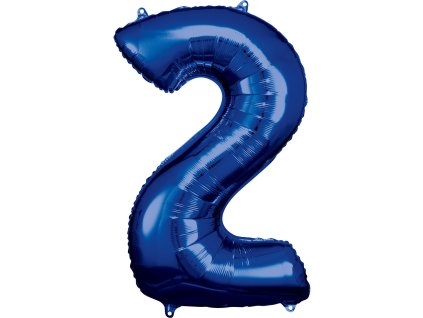 Balon din folie cifra 2 aniversară albastru 86 cm