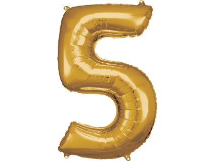Balon din folie cifra 5 aniversară auriu 86 cm