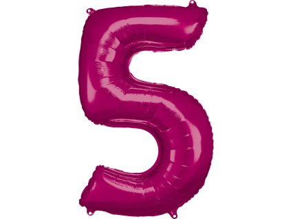 Balon din folie cifra 5 aniversară roz 86 cm