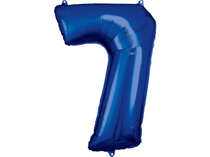 Balon din folie cifra 7 aniversară albastru 86 cm