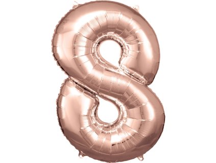 Balon din folie cifra 8 aniversară auriu-rose