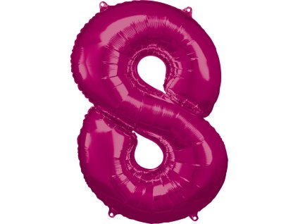 Balon din folie cifra 8 aniversară roz 86 cm