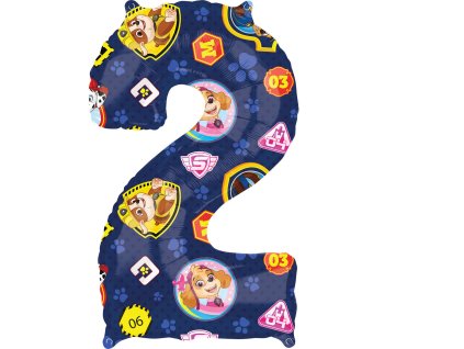 Balon din folie cifra aniversară 2 - Patrula căţeluşilor 66 cm