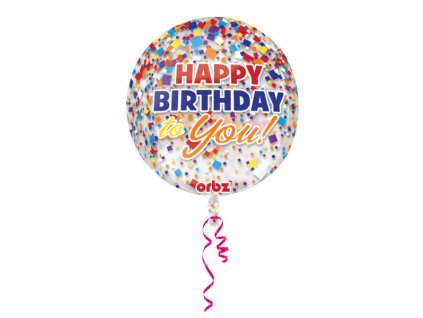 Balon Happy birthaday confetovy