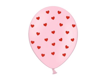 Balon roz cu inimioare rosii