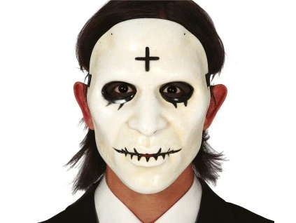 Biela maska muža s krížom
