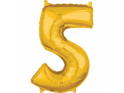 44423 foliovy balon narodeninove cislo 5 zlaty 66cm